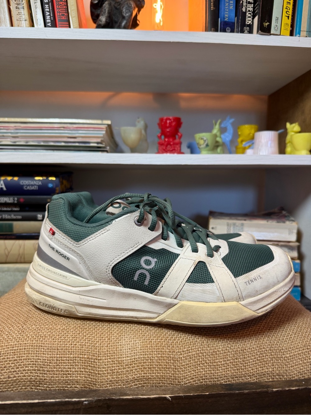 On Running X Roger x OysterTennis Shoe in Green and White